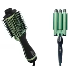 GENERICO - Combo Cepillo Secador Aguacate + Pinza Rizador Aguacate
