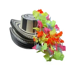 GENERICO - 12 Sombreros Carton Y 12 Collares Fiestas Hora Loca Eventos