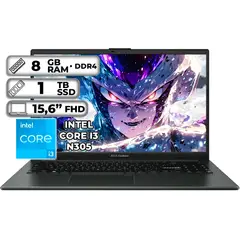 ASUS - PORTÁTIL INTEL CORE I3-N305 8GB RAM 1TB SSD PANTALLA 15.6” FHD MIXED BLACK