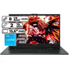 ASUS - PORTÁTIL INTEL CORE I3-N305 8GB RAM 2TB SSD PANTALLA 15.6” FHD MIXED BLACK