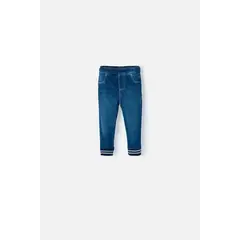 LITTLEMIC - Jegging en denim tono medio con elástico en cintura para bebé niño