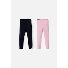 LITTLEMIC - Leggins X2 de negro y palo de rosa para niña 2t a 5t