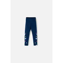 LITTLEMIC - Leggings azul con flores para niña 2T a 5T