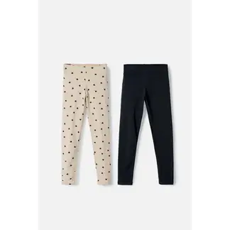 MIC - Pack X2 Leggins de Caqui y negro para niña