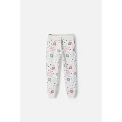 DISNEY - Jogger de Stitch marfil con elástico en cintura para niña