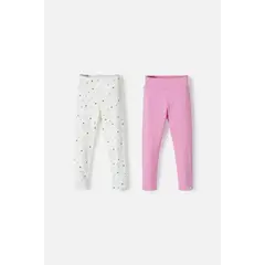 LITTLEMIC - Pack X2 Legging de multicolor para niña 2T a 5T
