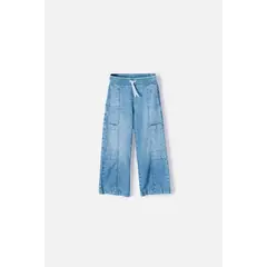 LITTLEMIC - Jean de con cordón azul para niña 2T a 5T