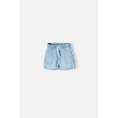 LITTLEMIC - Short de con cordón azul para niña 2T a 5T
