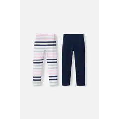 LITTLEMIC - Pack X2 Leggins de multicolor para niña 2T a 5T