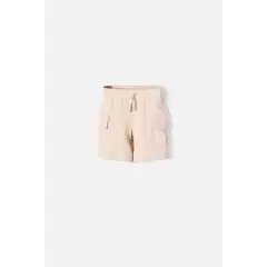 LITTLEMIC - Bermuda de con cordón caqui para niño 2T a 5T