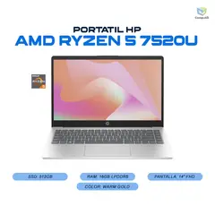 HP - Portatil AMD Ryzen 5 7520U 16GB 512GB SSD - 14-EM0009LA