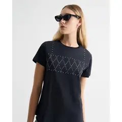 SEVEN SEVEN - Camiseta Con Pedrería Brillante Para Mujer Negro
