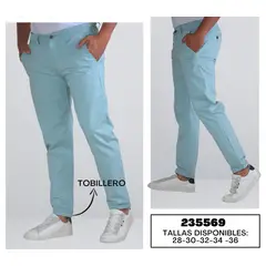 ABC - Pantalon Hombre Dril Licrado Tobillero Al Tobillo rosa azul beige