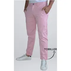 ABC - Pantalon Hombre Dril Licrado Tobillero Al Tobillo rosa azul beige