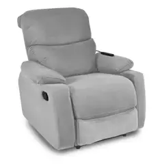 ELITE LIVING - SILLA RECLINABLE ESTATICA VELARA CON VIBRO MASAJE MICROFIBRA PLATA