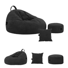 GENERICO - PUFF SILLA DISEÑO GOTA SET COLOR NEGRO TAMAÑO L ADULTO