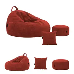GENERICO - PUFF SILLA DISEÑO GOTA SET COLOR ROJO TAMAÑO L ADULTO