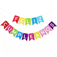 GENERICO - Banderin guirnalda Feliz Cumpleaños multicolor