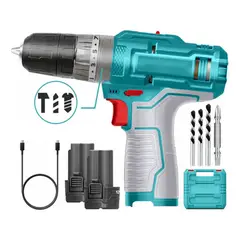 TOTAL - Taladro Inalambrico Percutor 38 12v Incluye 2 Baterias 15 ah Super