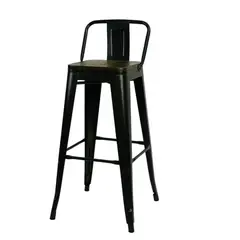 GENERICO - Taburete Metálico Tolix Con Espaldar Y Asiento De Madera