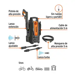 TRUPER - Hidrolavadora Eléctrica Hila-1500 Psi 19 Hp 1400 W
