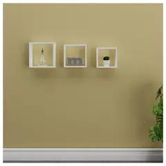 GENERICO - Repisas Cubo En Madera Set De 3 30cm / 27cm / 24cm- SOLAR WHITE