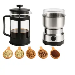 SKY - Prensa Francesa Café 600ml Y Mini Molino Café Eléctrico