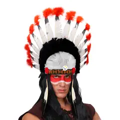 GENERICO - Penacho Indio Plumas Diadema India Disfraz Halloween C2010