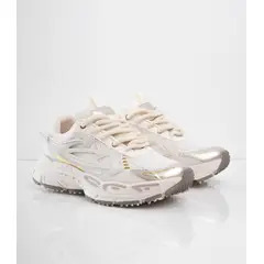 CALZADO ADRENALINA - Tenis beige con líneas doradas lila