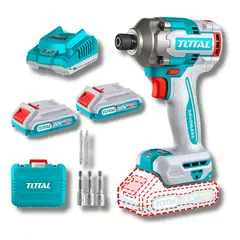 TOTAL - Atornillador de Impacto Inalambrico 1/4 + 2 baterias + acc