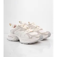 CALZADO ADRENALINA - Tenis beige brillantes con laterales blancos nina