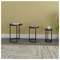 GENERICO - MESA DE CENTRO - SET DE 3 - BARMER DARK MARBLE