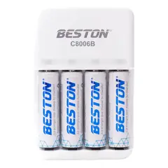 BESTON - Pilas Recargables Con Cargador 1500 Mah AA X4
