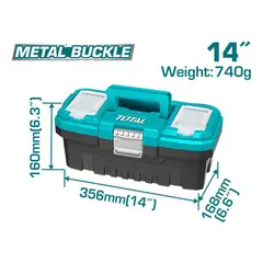 TOTAL - Caja Herramienta 14 Plastica Cierre Metalico