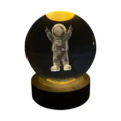 GENERICO - Lampara Esfera 3d Cristal De Astronauta De 8cm + Base