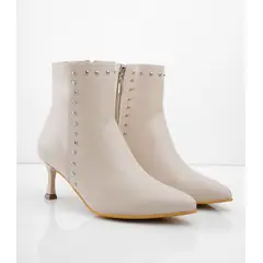 CALZADO ADRENALINA - Botin de tacón puntilla beige con taches