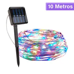 GENERICO - Luz Micro Led Alambre 10m Con Panel Solar 100 LEDS MULTICOLOR C2018