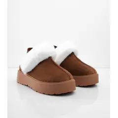 CALZADO ADRENALINA - Suecos miel con peluche machiato
