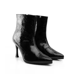 CALZADO ADRENALINA - Botín tipo croco negro con tacón puntilla WRENNGO