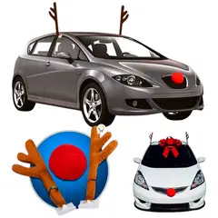 GENERICO - Cachitos y Nariz Reno Navidad Para Carro Disfraz Resisten Agua C2025