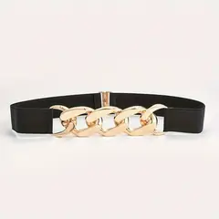 NEGRELI - Cinturón Elástico con Cadena Metálica Diseño Moderno para Mujer