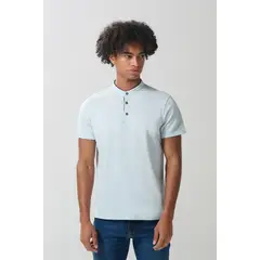 KOAJ - Camiseta polo unicolor con cuello nerú y texturas Hombre