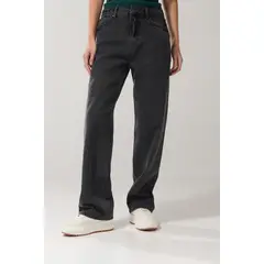 KOAJ - Jean bota recta 90´S gris oscuro con tiro alto Mujer