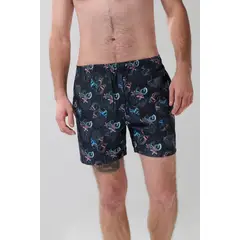 KOAJ - Bermuda azul intensa playera con estampados y tiro baj Hombre