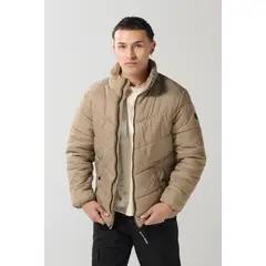 KOAJ - Chaqueta cuello alto unicolor acolchada con costuras Hombre