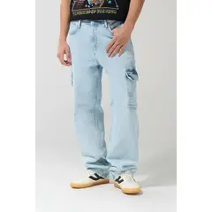 KOAJ - Jean azul claro tipo cargo para hombre cuenta con bolsi Hombre