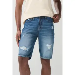 KOAJ - Bermuda slim en jean para hombre en tono azul oscura cu Hombre