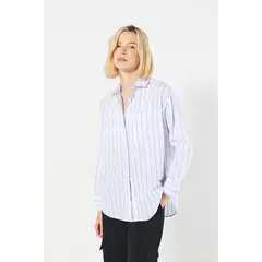 KOAJ - Blusa unicolor manga larga a rayas con bolsillo Mujer