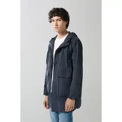KOAJ - Chaqueta parka unicolor con bolsillos de parche y capot Hombre