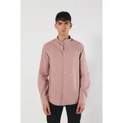 KOAJ - Camisa en algodón cuello nerú unicolor con botones Hombre